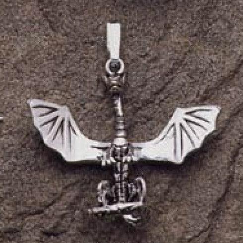 Flying Winged Dragon Sterling Silver Pendant TP1349