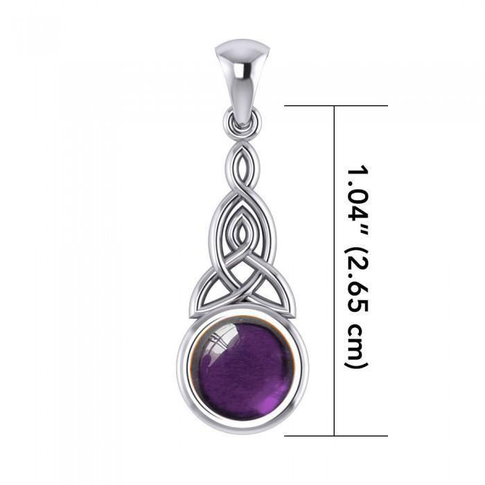 Eternity in the glorious world ~ Celtic Triquetra Sterling Silver Pendant Jewelry with Gemstone centerpiece TP2937