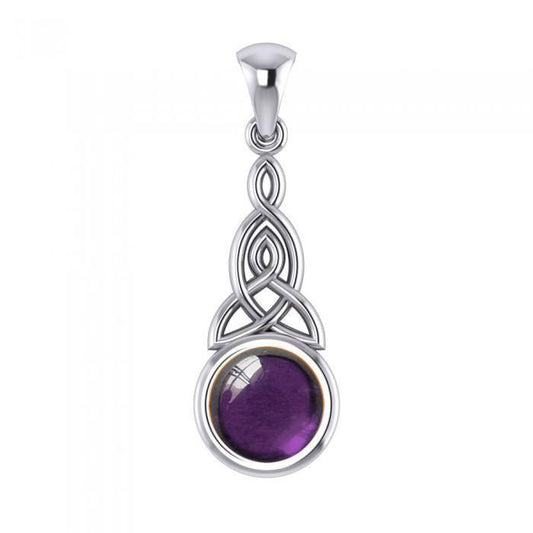 Eternity in the glorious world ~ Celtic Triquetra Sterling Silver Pendant Jewelry with Gemstone centerpiece TP2937