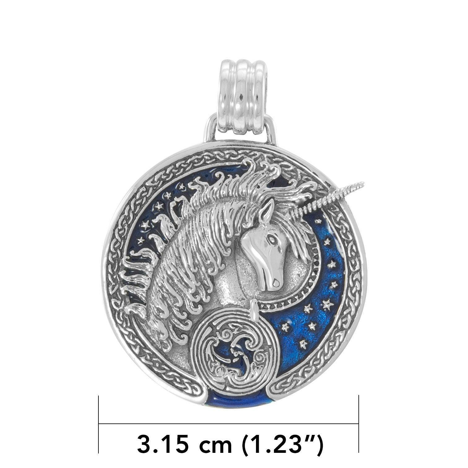 Silver Celtic Unicorn Enamel Pendant By Courtney Davis TP3432 - peterstone.dropshipping