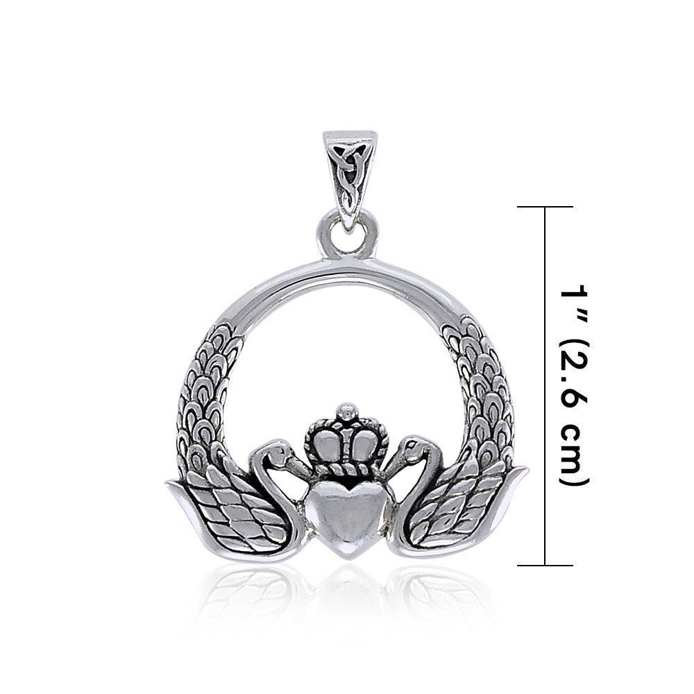 Swan Claddagh Silver Pendant TPD3607 - peterstone.dropshipping