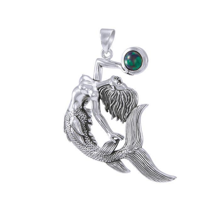 Keeper of the Ocean Sterling Silver with Gemstone Pendant TPD4898 - peterstone.dropshipping