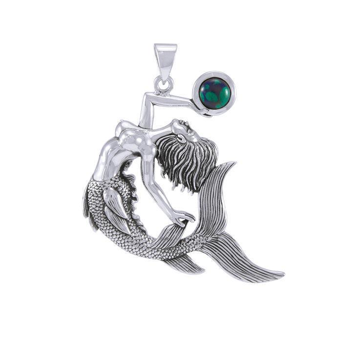 Keeper of the Ocean Sterling Silver with Gemstone Pendant TPD4898 - peterstone.dropshipping