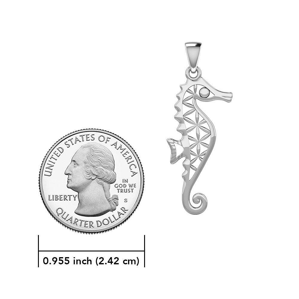 Flower of Life Seahorse Silver Pendant TPD5299 - peterstone.dropshipping