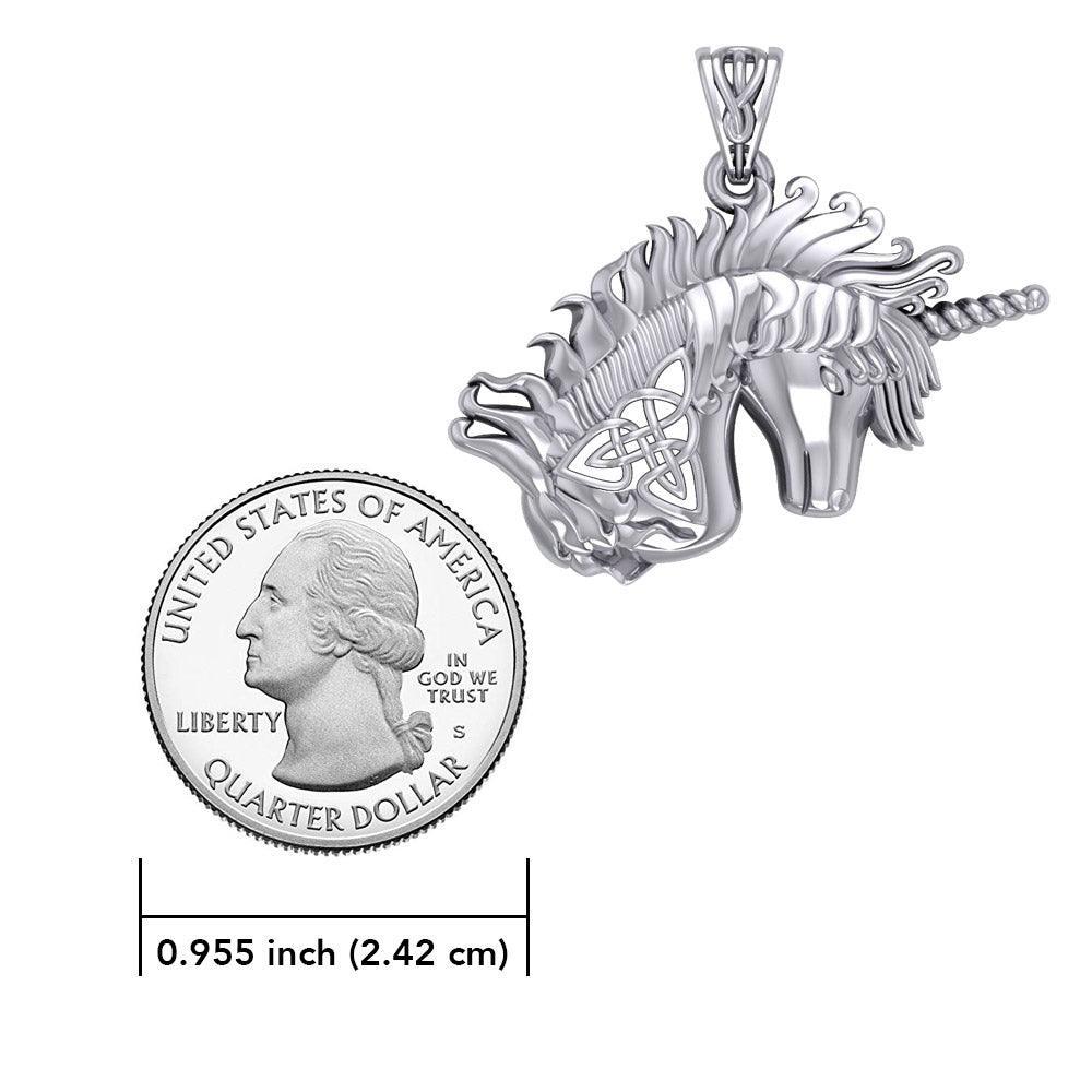 Celtic Unicorn Silver Pendant TPD5663 - peterstone.dropshipping