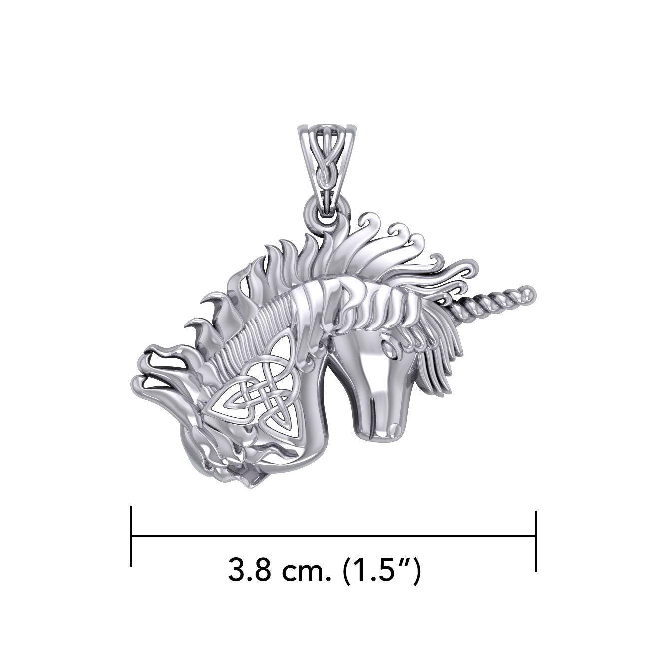 Celtic Unicorn Silver Pendant TPD5663 - peterstone.dropshipping