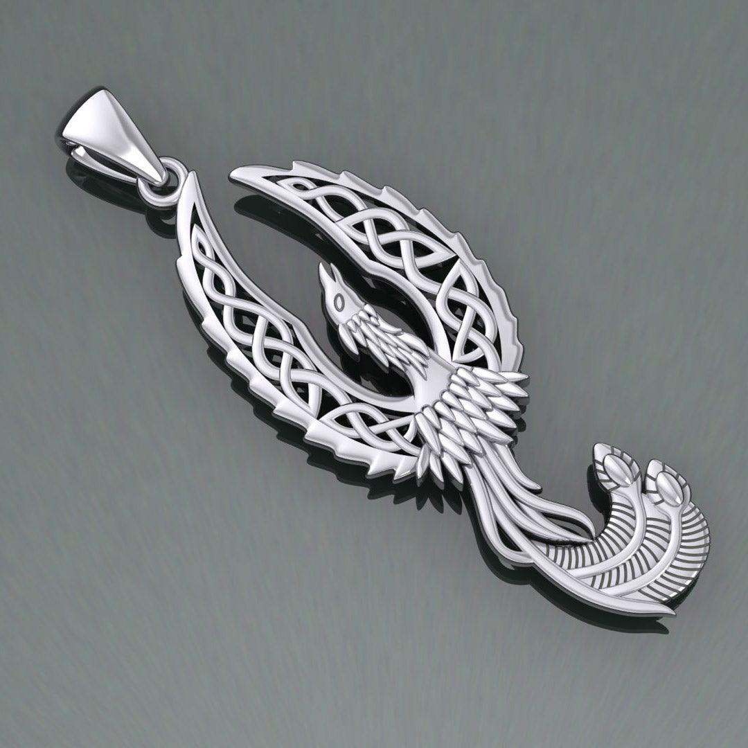 Mythical Celtic Phoenix Silver Pendant TPD5724 - peterstone.dropshipping