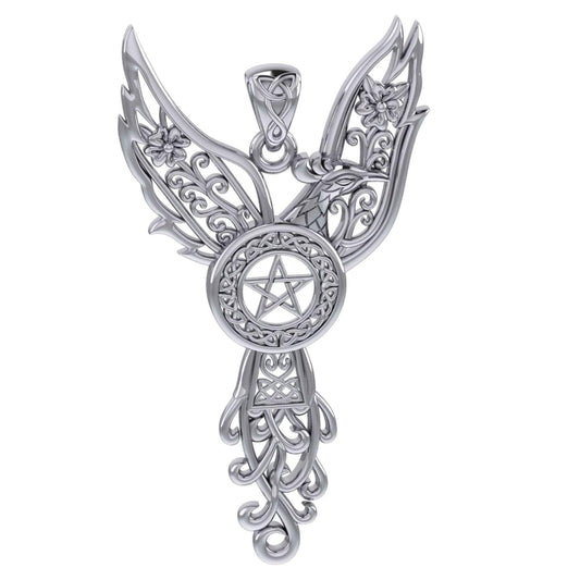 Celtic Phoenix with Pentacle Silver Pendant TPD5906 - peterstone.dropshipping