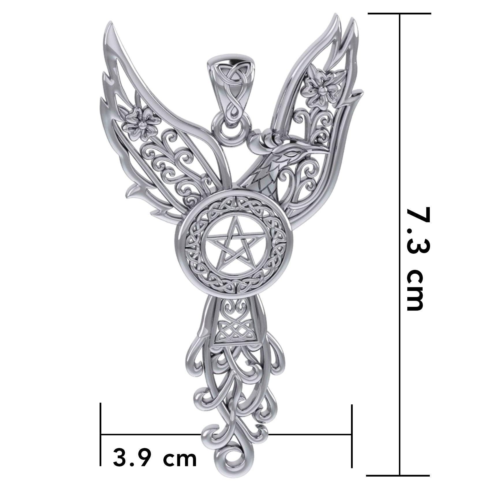 Celtic Phoenix with Pentacle Silver Pendant TPD5906 - peterstone.dropshipping