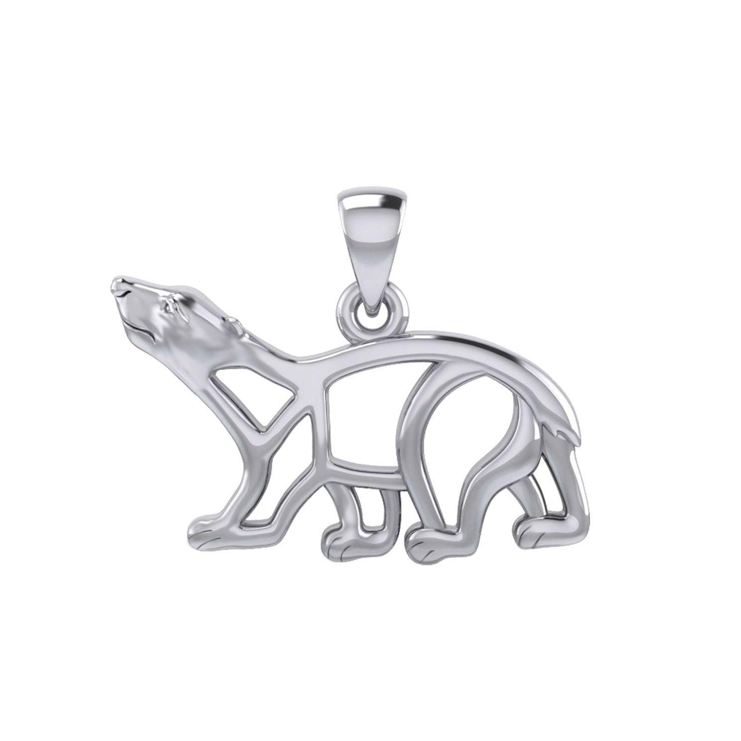 Hollow Polar Bear Silver Pendant TPD6034 - peterstone.dropshipping