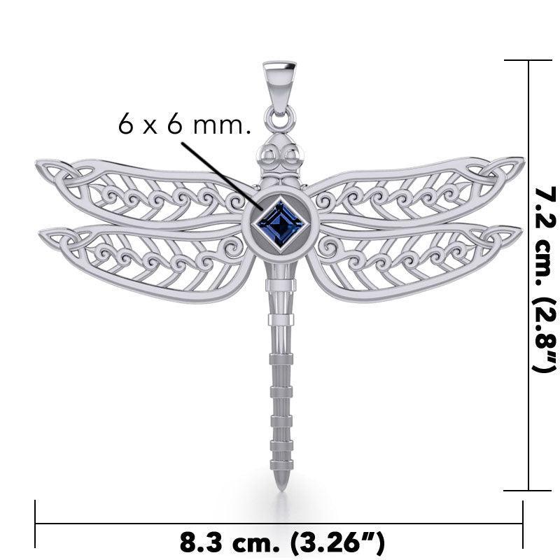 Dragonfly with Facet Gemstone NA Symbol Silver Pendant TPD6163 - peterstone.dropshipping