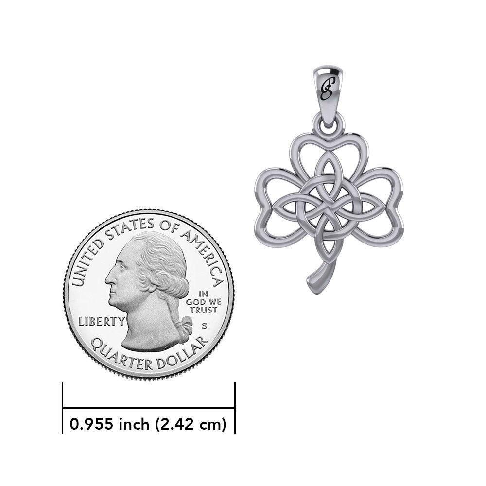 Celtic Shamrock and Four-Point Knots Sterling Silver Pendant - Intricate Connections by Peter Stone Jewelry TPD6206 - peterstone.dropshipping