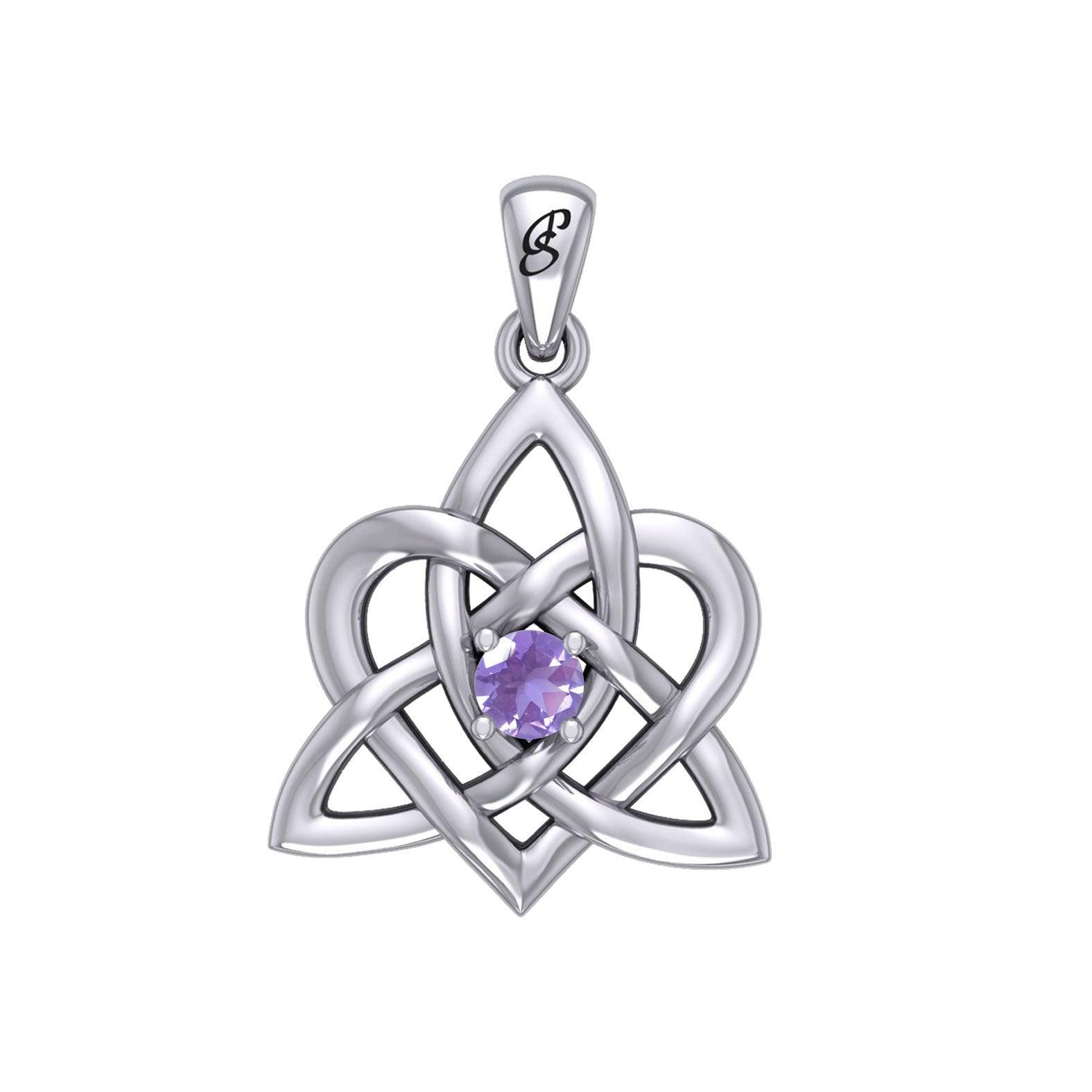 Peter Stone Jewelry: Sterling Silver Triquetra Celtic Heart Pendant with Gemstone – A Meaningful and Elegant Symbolic Necklace for Timeless Beauty TPD6207 - peterstone.dropshipping