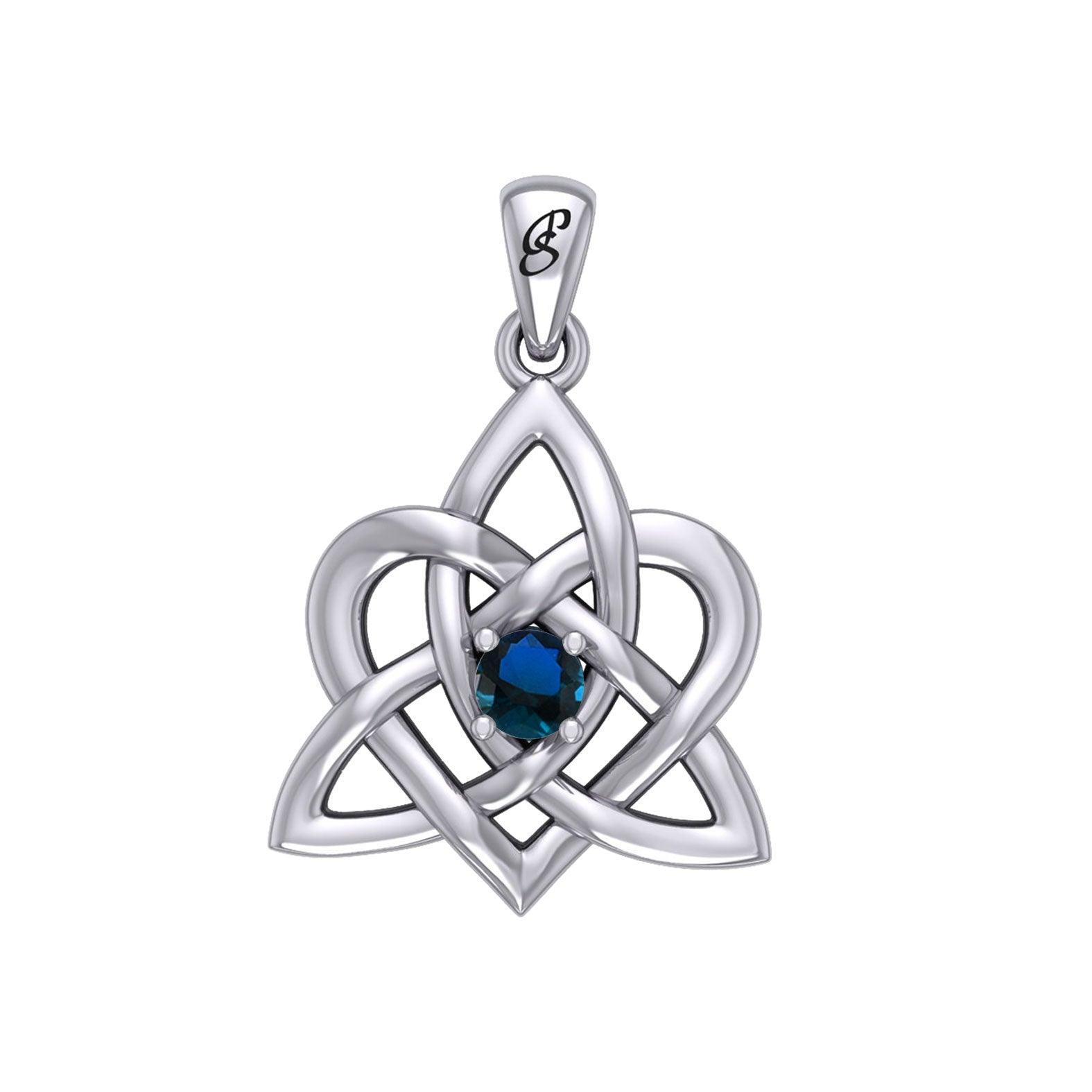 Peter Stone Jewelry: Sterling Silver Triquetra Celtic Heart Pendant with Gemstone – A Meaningful and Elegant Symbolic Necklace for Timeless Beauty TPD6207 - peterstone.dropshipping