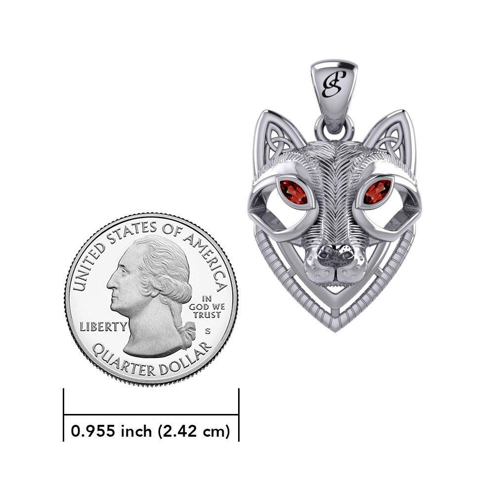 Celtic Wolf Spirit with Meaningful Gemstone Sterling Silver Pendant – Mystical Symbol of Spiritual Connection and Strength by Peter Stone Jewelry TPD6213 - peterstone.dropshipping