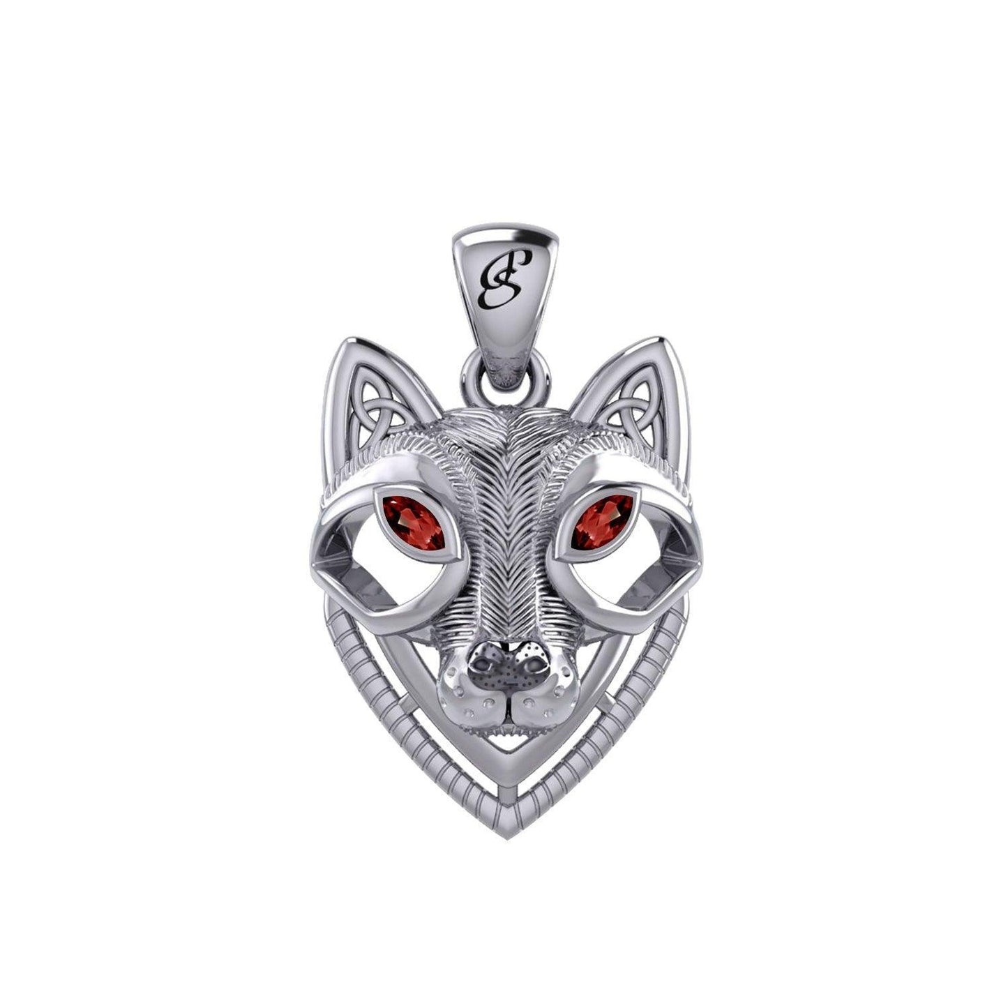 Celtic Wolf Spirit with Meaningful Gemstone Sterling Silver Pendant – Mystical Symbol of Spiritual Connection and Strength by Peter Stone Jewelry TPD6213 - peterstone.dropshipping