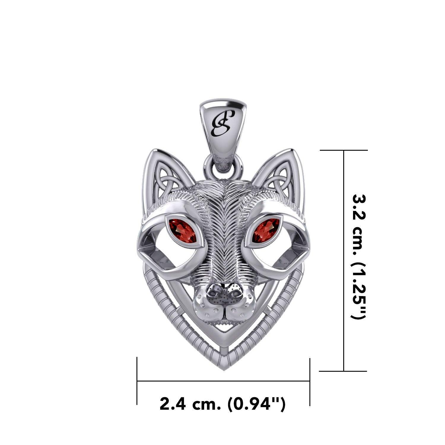 Celtic Wolf Spirit with Meaningful Gemstone Sterling Silver Pendant – Mystical Symbol of Spiritual Connection and Strength by Peter Stone Jewelry TPD6213 - peterstone.dropshipping