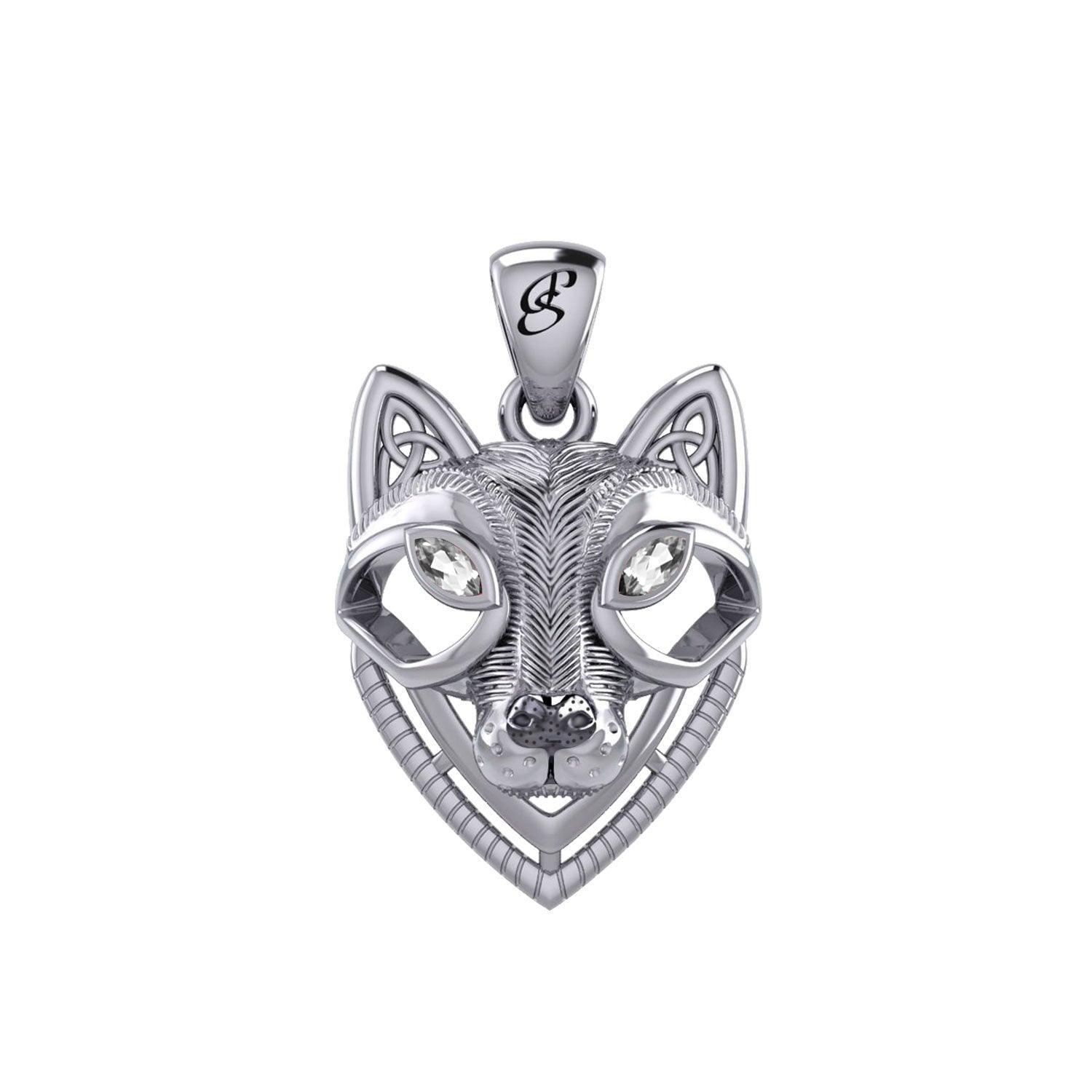 Celtic Wolf Spirit with Meaningful Gemstone Sterling Silver Pendant – Mystical Symbol of Spiritual Connection and Strength by Peter Stone Jewelry TPD6213 - peterstone.dropshipping