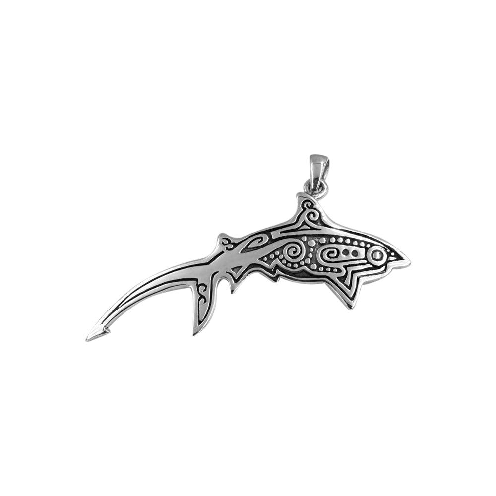 Aboriginal Thresher Shark Sterling Silver Pendant by DiveSilver TPD6231