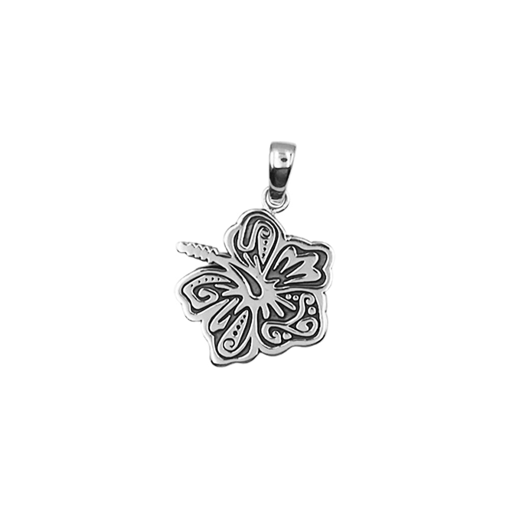 Hibiscus Flower Sterling Silver Pendant TPD6302