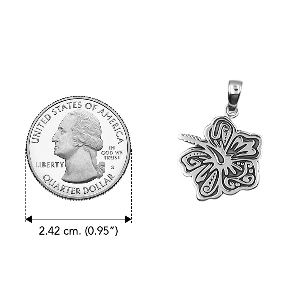 Hibiscus Flower Sterling Silver Pendant TPD6302