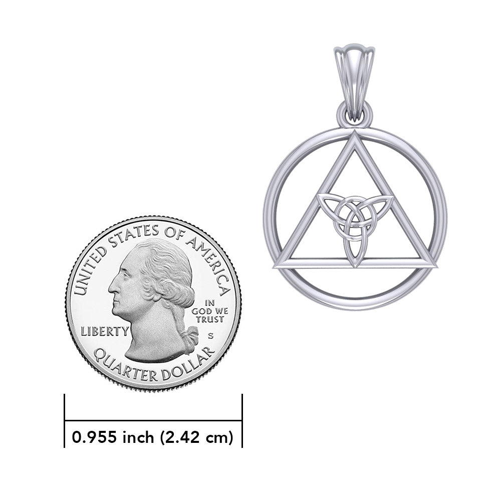 AA Recovery Symbol with Triquetra Sterling Silver Pendant  TPD6330