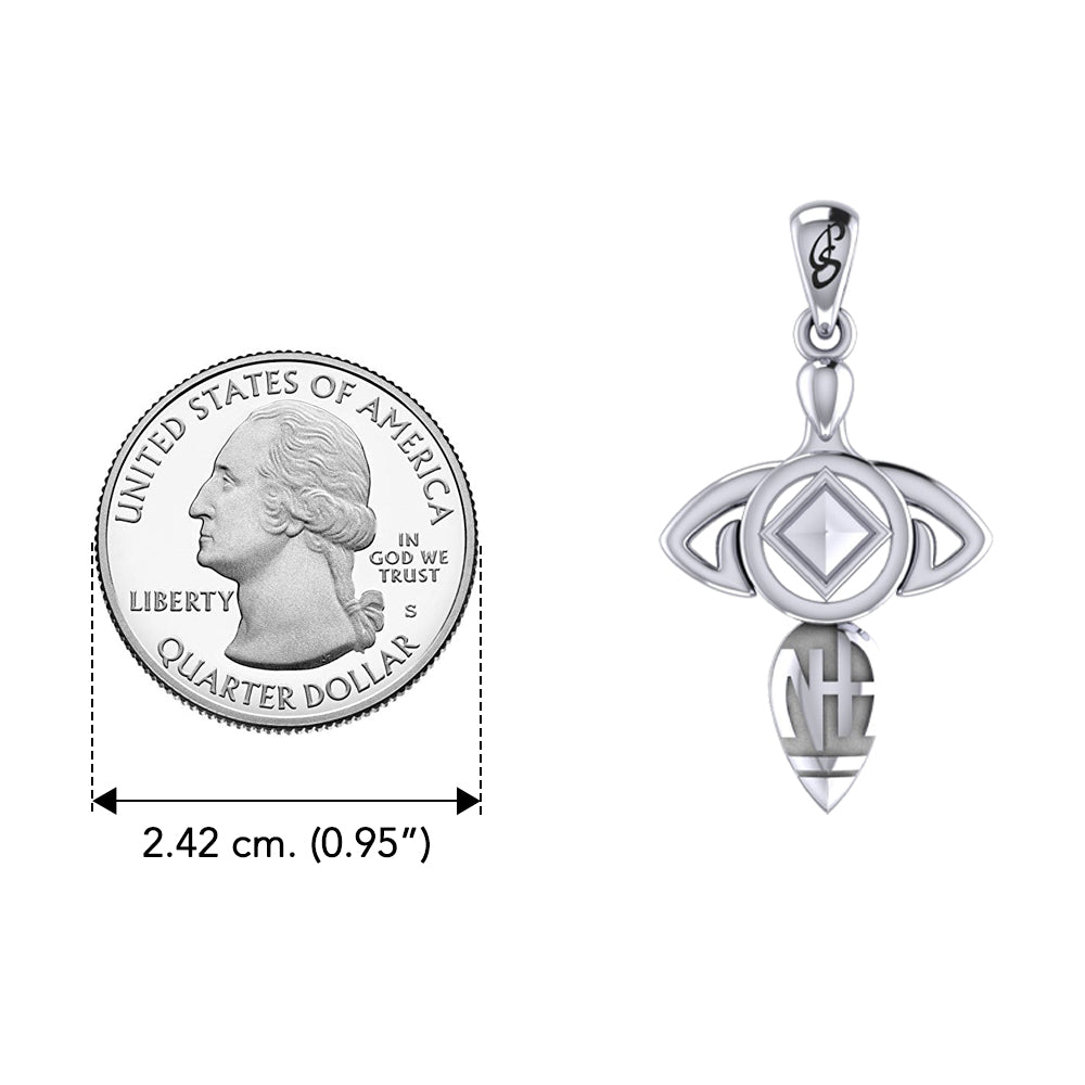 Goddess with NA Recovery Symbol Sterling Silver Pendant TPD6348