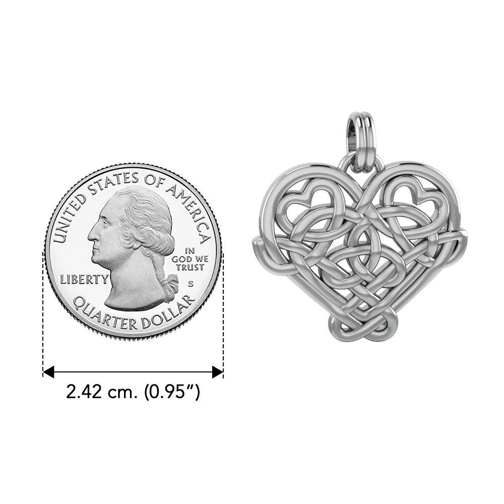 Cari Buziak Celtic Knotwork Heart Sterling Silver Pendant Jewelry TPD635 - peterstone.dropshipping