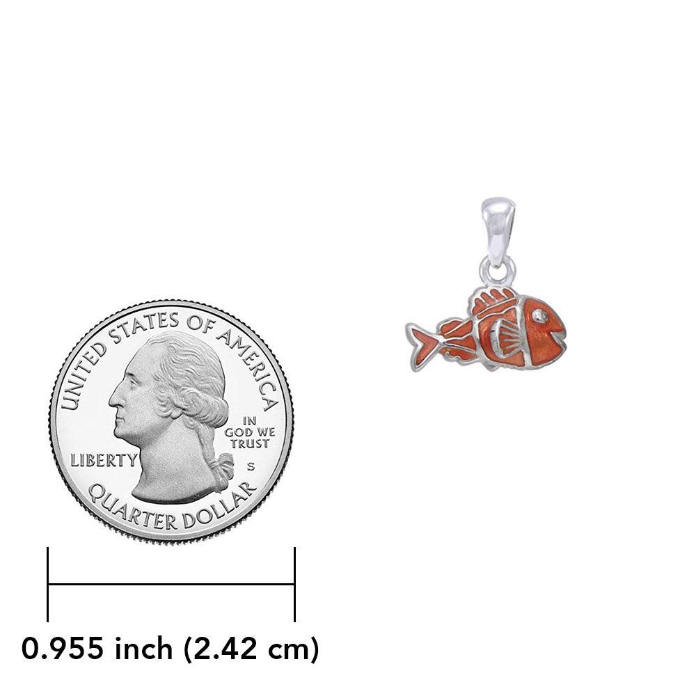The Clownfish Silver with Orange Enamel Pendant TPD7022 - peterstone.dropshipping