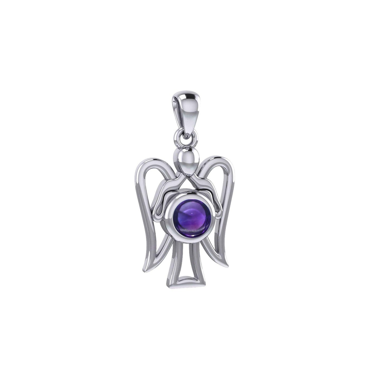 Peter Stone Guardian Angel with Gemstone Silver Pendant TPD7026 - peterstone.dropshipping