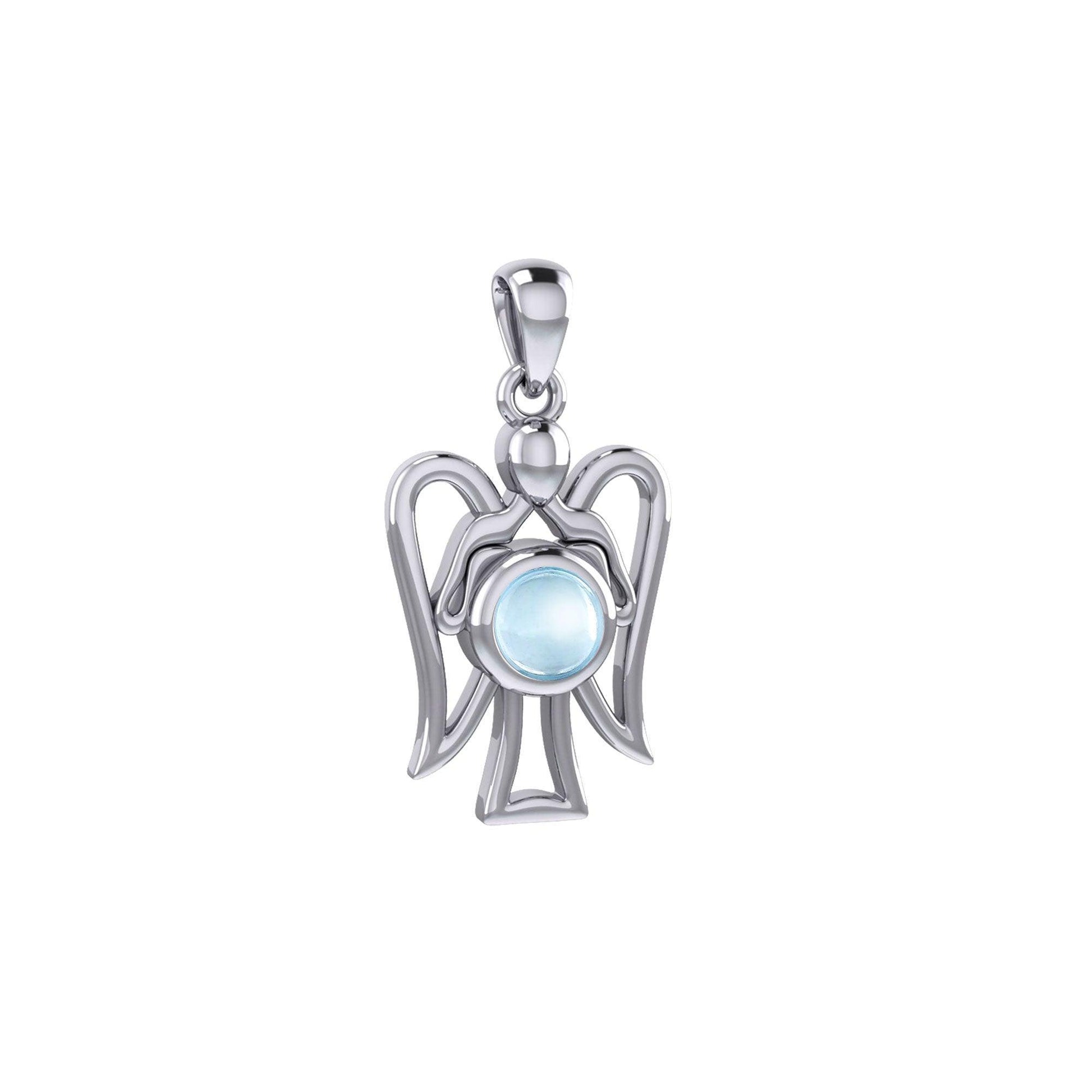 Peter Stone Guardian Angel with Gemstone Silver Pendant TPD7026 - peterstone.dropshipping