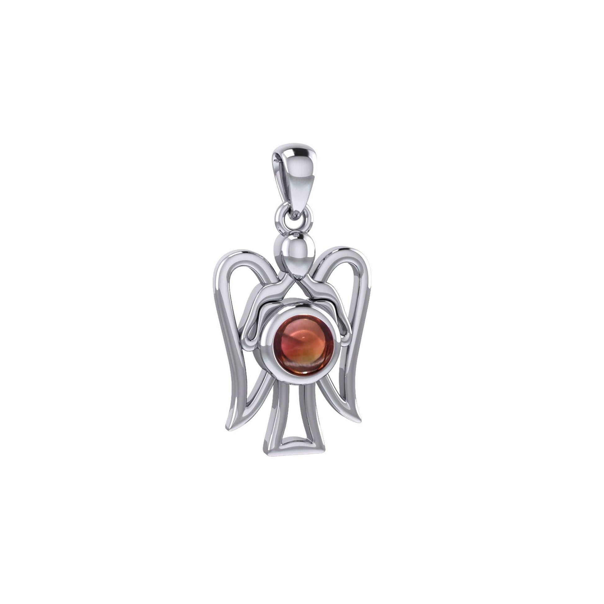 Peter Stone Guardian Angel with Gemstone Silver Pendant TPD7026 - peterstone.dropshipping