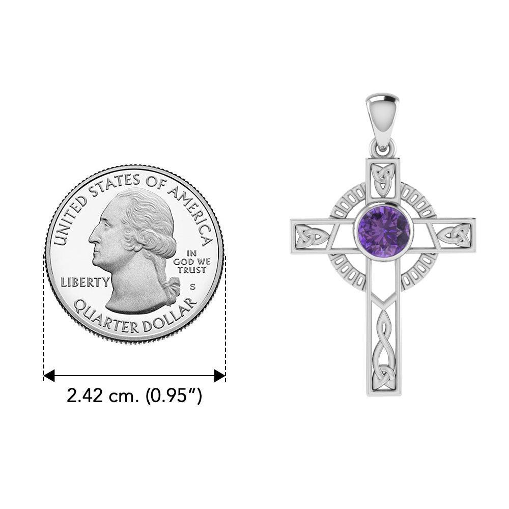 Celtic Knotwork Cross with Gem Silver Pendant TPD721 - peterstone.dropshipping