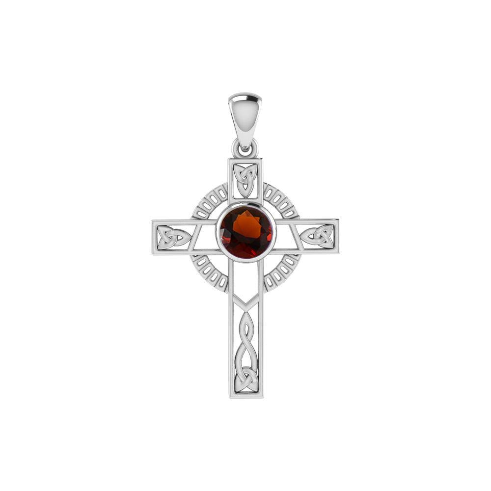 Celtic Knotwork Cross with Gem Silver Pendant TPD721 - peterstone.dropshipping