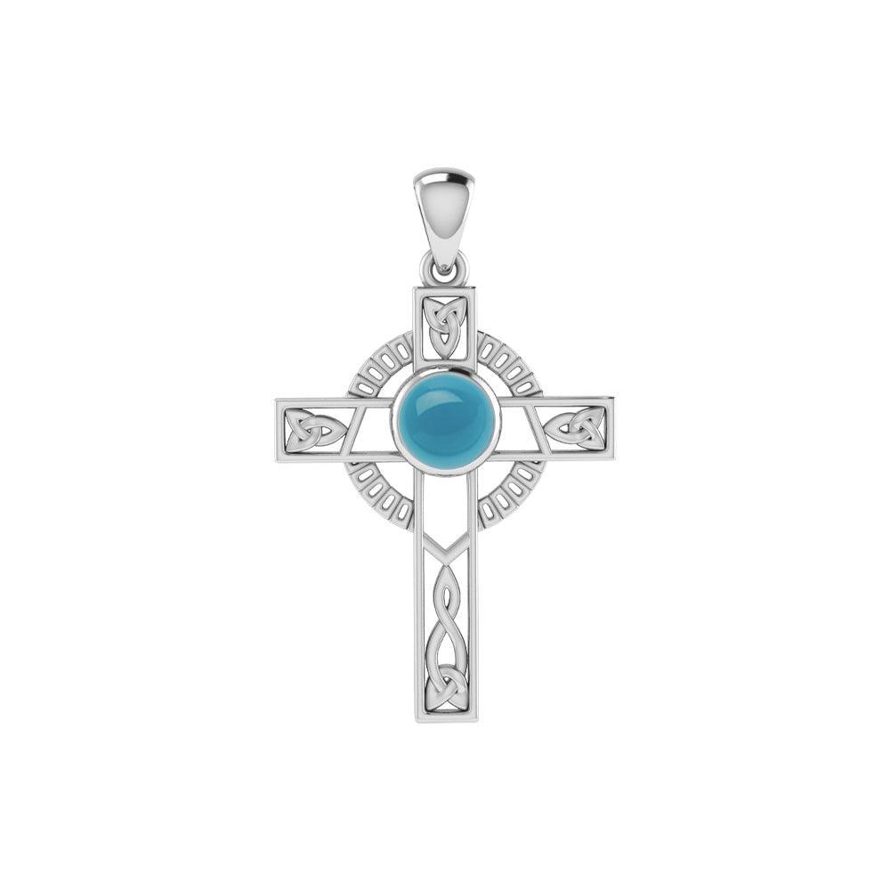 Celtic Knotwork Cross with Gem Silver Pendant TPD721 - peterstone.dropshipping