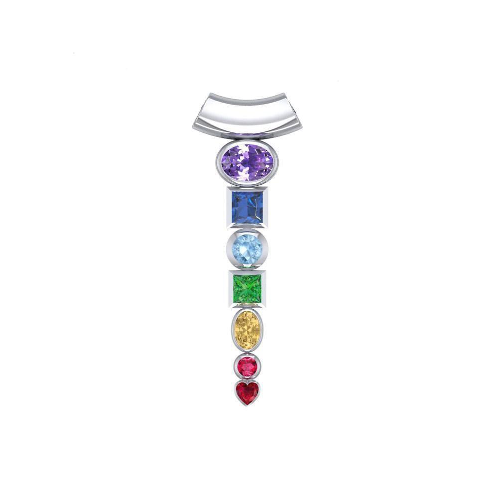 A vital healing ~ Sterling Silver Chakra Pendant with Gemstones TPD857 - peterstone.dropshipping