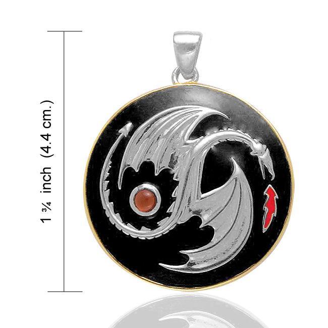 Oberon Zell Yin Yang Dragon Silver and 14K Gold Accent Pendant TPV3207 - peterstone.dropshipping