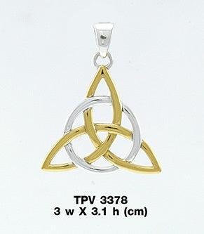 The Divine Power of Triquetra Silver and 14K Gold Accent Pendant TPV3378 - peterstone.dropshipping