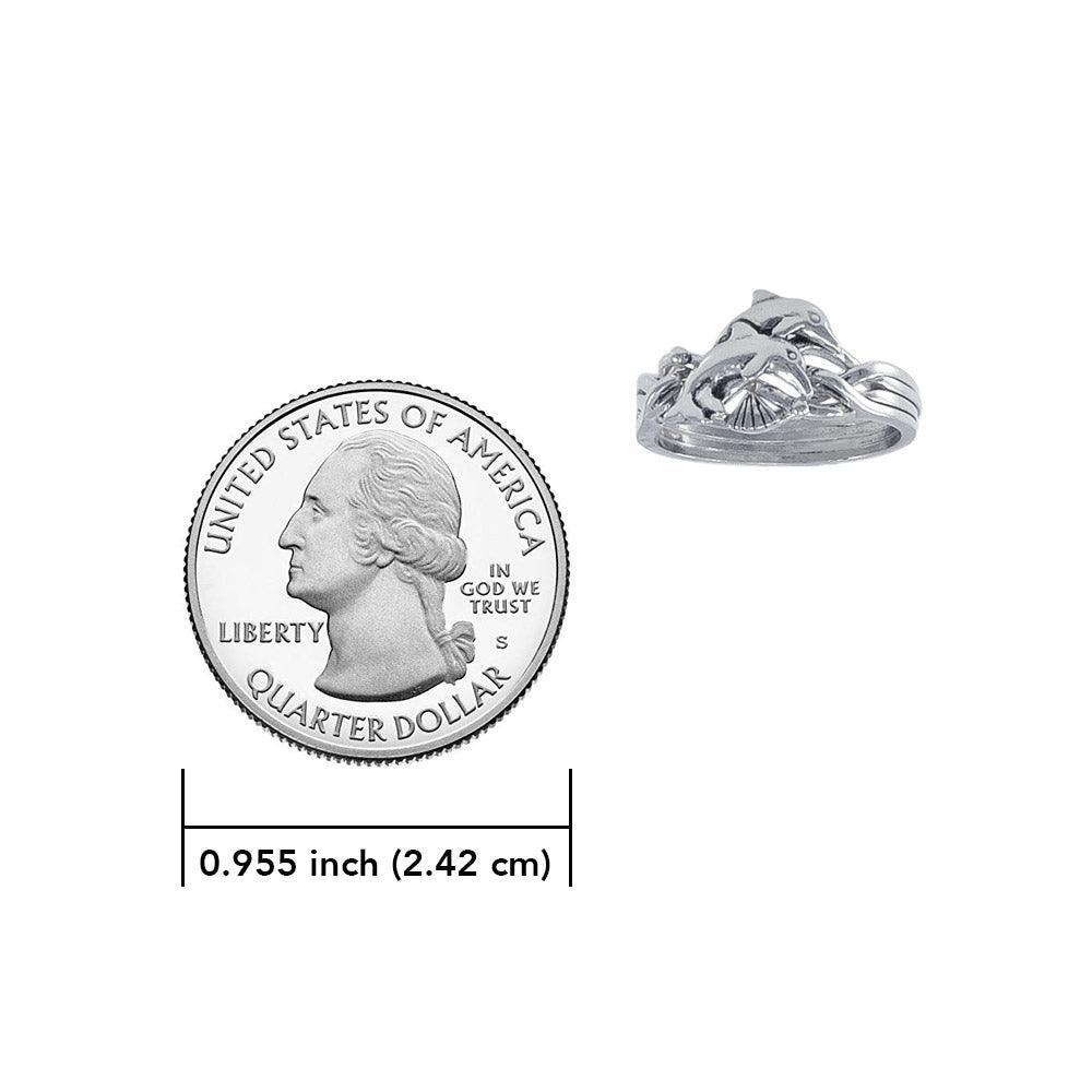 Double Dolphins Silver Puzzle Ring TR1338 - peterstone.dropshipping