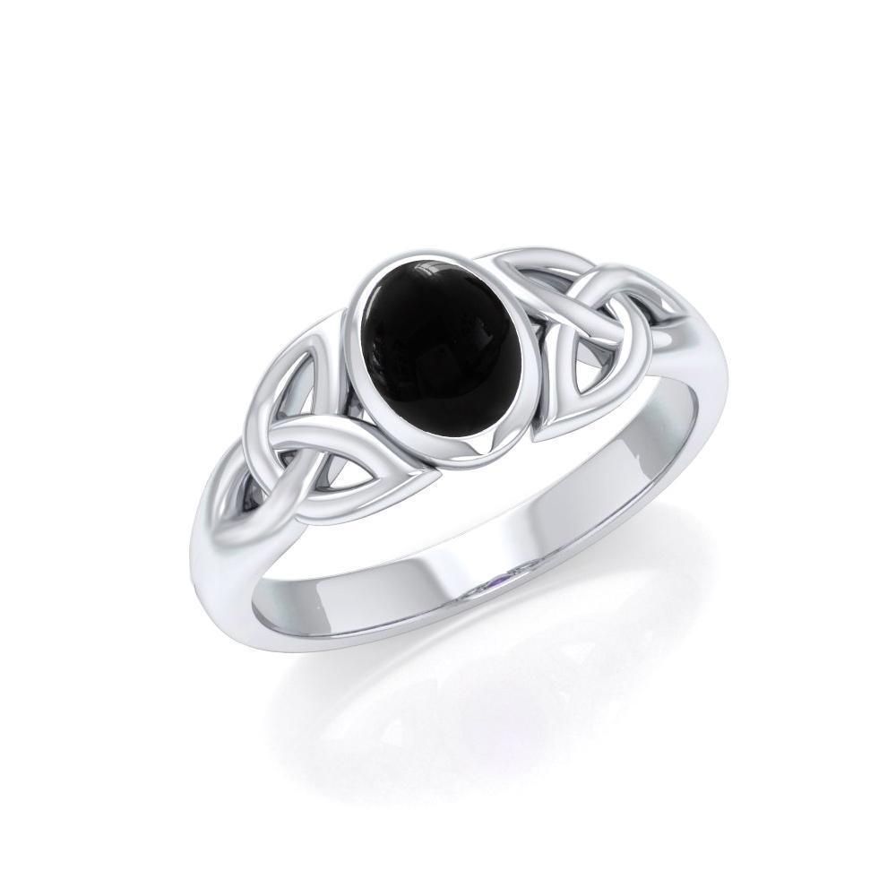 Love in interconnectedness ~ Sterling Silver Celtic Triquetra Knot Ring with Gemstone TR1420