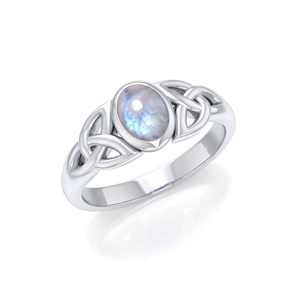 Love in interconnectedness ~ Sterling Silver Celtic Triquetra Knot Ring with Gemstone TR1420