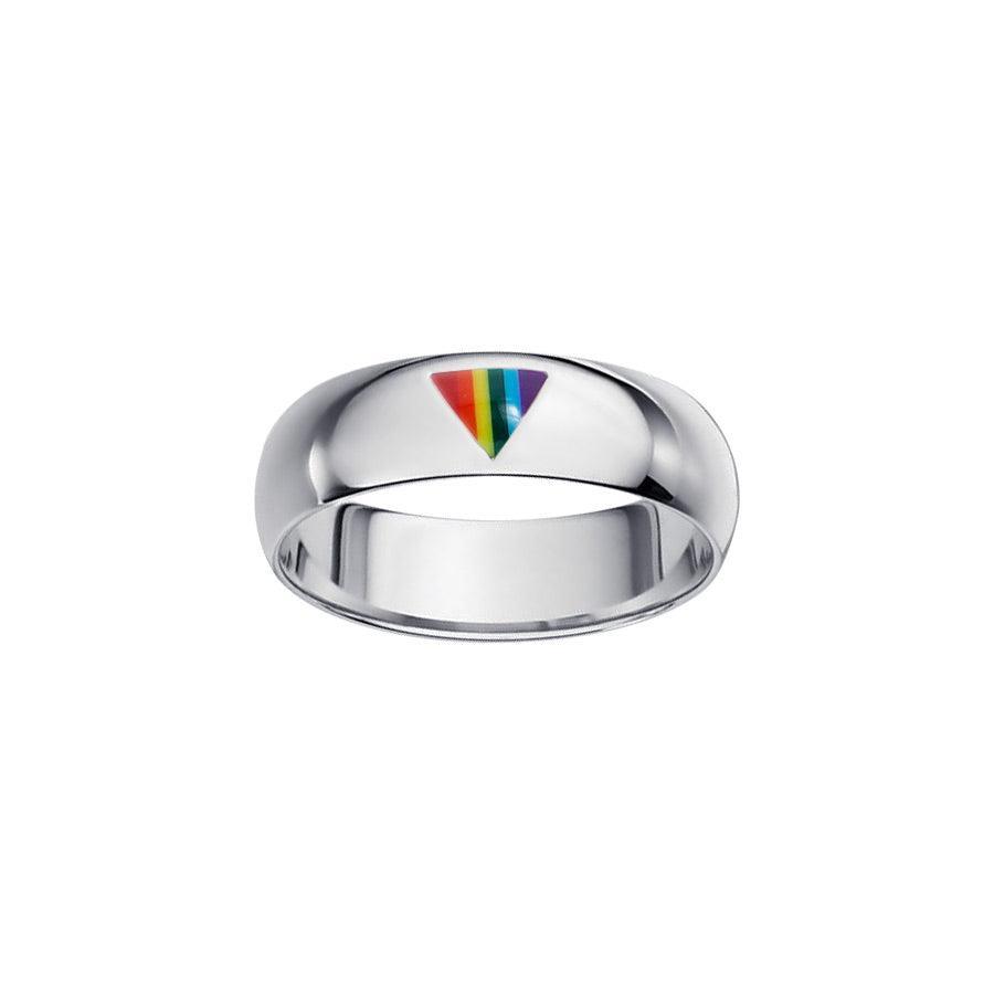 Rainbow Triangle Silver Band Ring TR1422 - peterstone.dropshipping