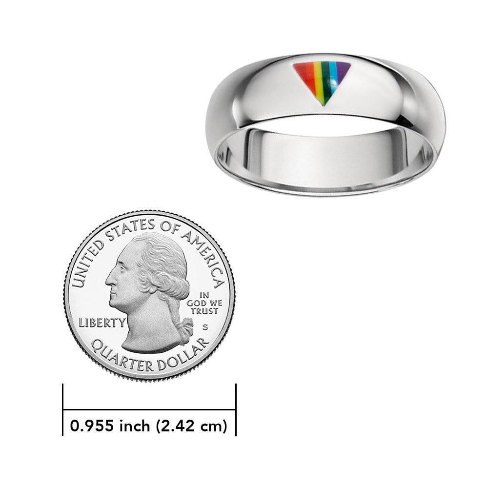 Rainbow Triangle Silver Band Ring TR1422 - peterstone.dropshipping