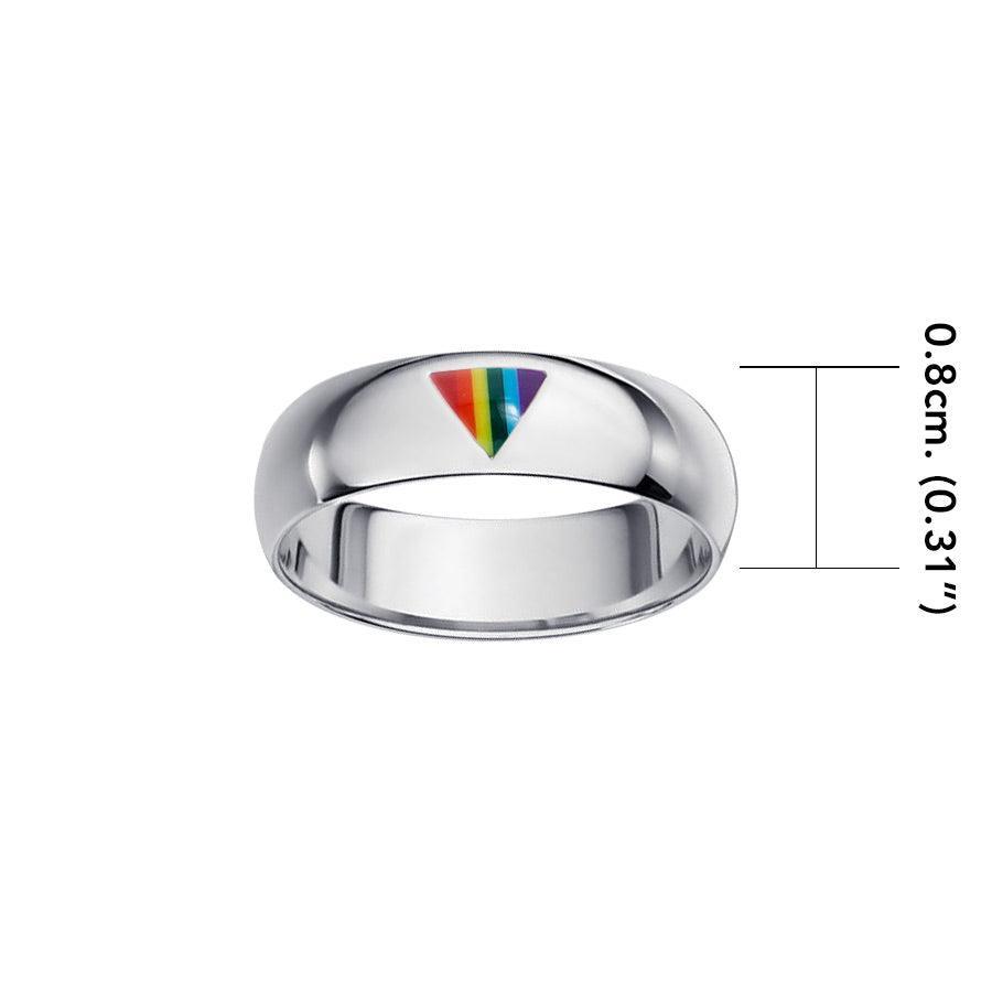 Rainbow Triangle Silver Band Ring TR1422 - peterstone.dropshipping