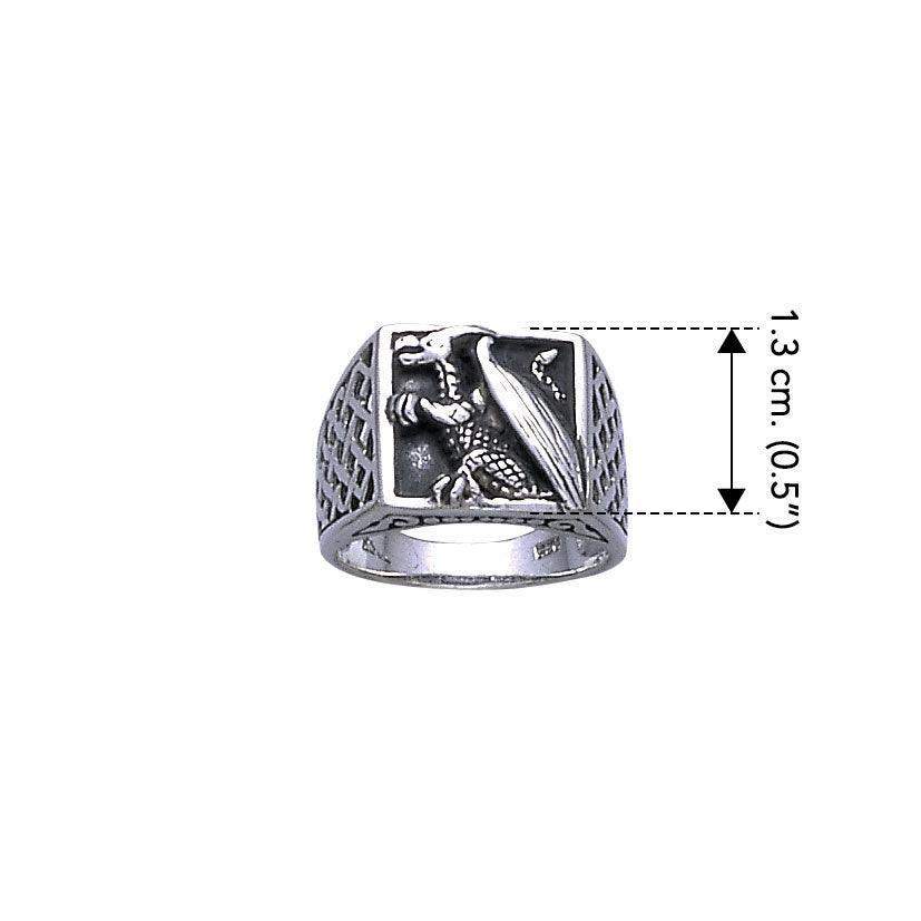 Dragon Square Sterling Silver Ring TR1500