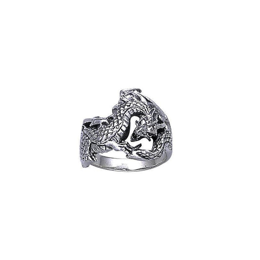 Double Dragon Sterling Silver Ring TR1600