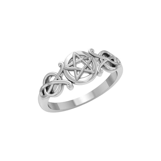 Silver Pentagram Pentacle Ring TR1745 - peterstone.dropshipping