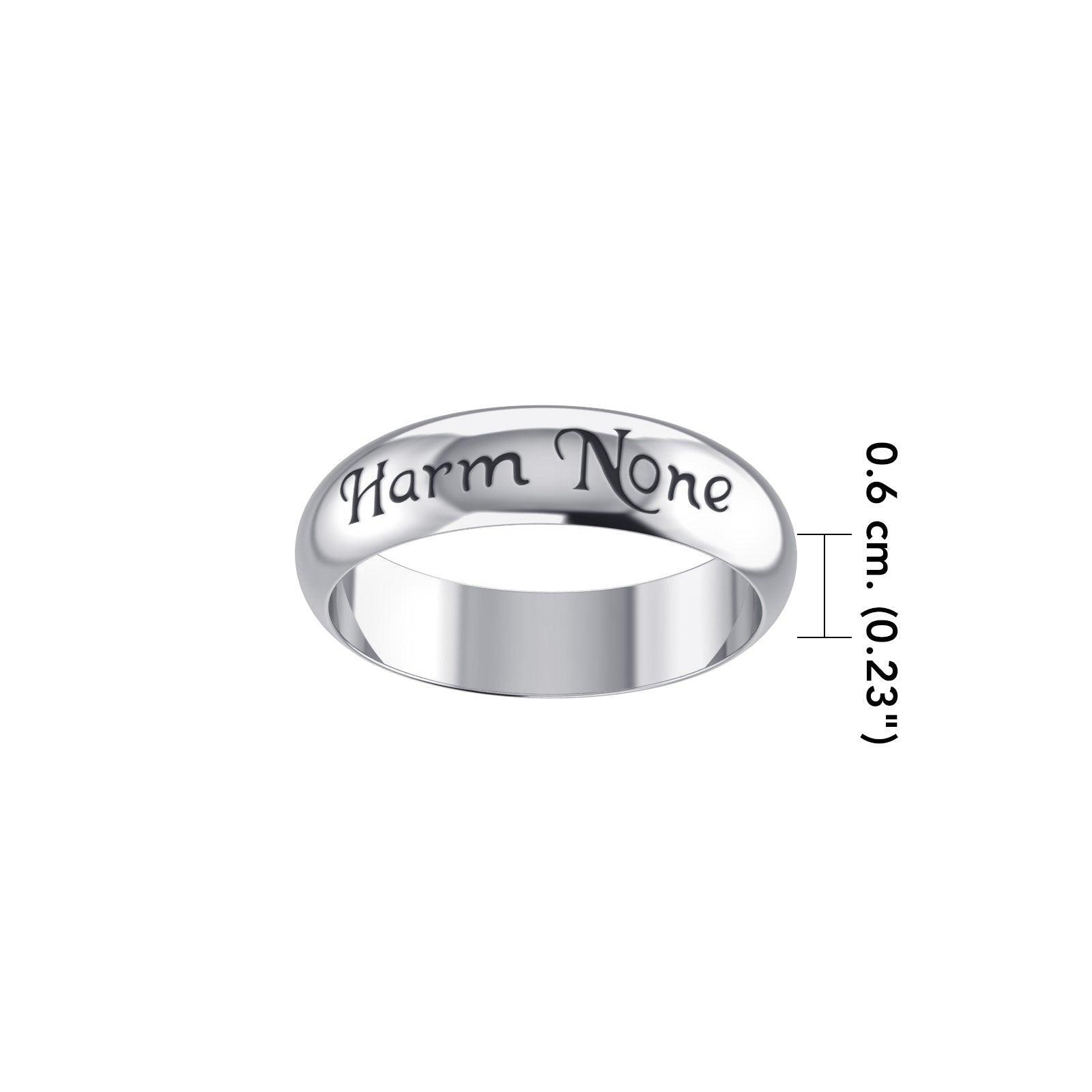 Harm None Inscribed Silver Ring TR3788 - peterstone.dropshipping