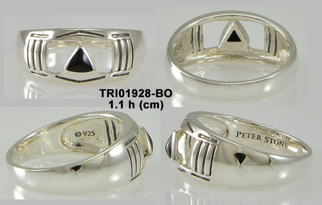 Silver Modern Ring with Inlaid Recovery Symbol TRI1928