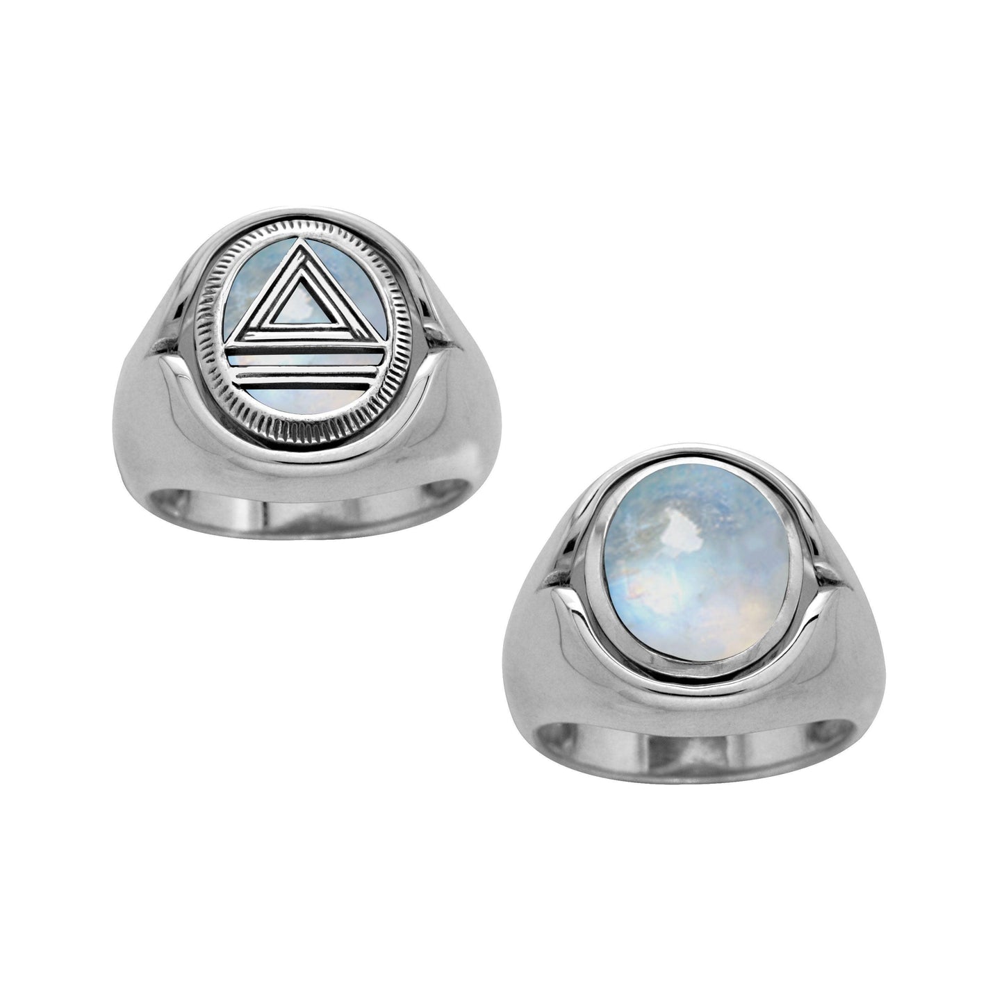 System Energy Symbol Silver Flip Ring with Gemstone TRI1134 - peterstone.dropshipping